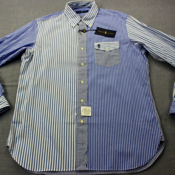 🔥Ralph Lauren Shirt Skull. Chest Pocket Blue Stripe Oxford Club NWT - Picture 2 of 4